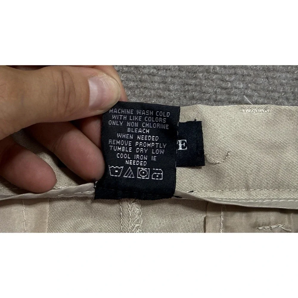 FOR YOUR ONE Pants Mens 35x32 Beige Loose Dress Straight Leg Pleated‎ Casual